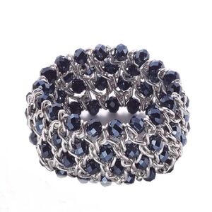 Park Lane ‘Gorgeous Bracelet’ Stretch to Fit Faceted Jet Black Beads Brand New